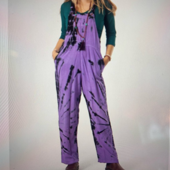 Mexicali Blues Pants - Purple Tie-Dye Relaxed Jumpsuit SHORT